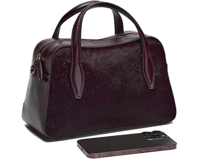 Маленькая сумка Madewell Small Satchel Haircalf из телячьей кожи с двумя ручками