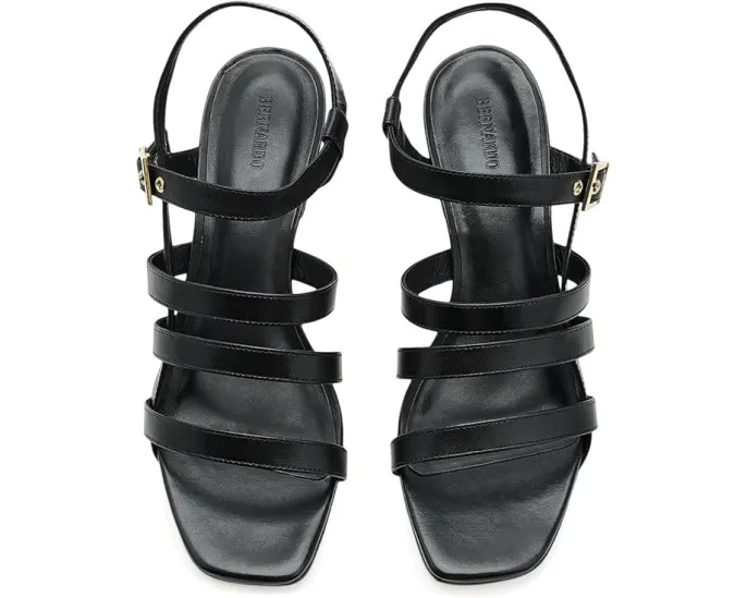 Сандалии Bernardo Novi с обёртывающими ремешками на изогнутом каблуке