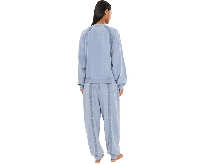 Пижамный комплект Free People Couch Club из мягкого велюра с рукавами-фонариками