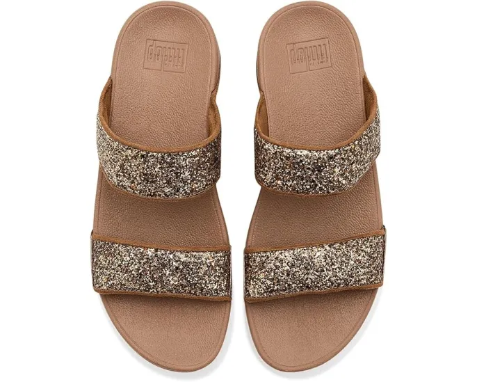 Блестящие сандалии-слайды FitFlop Lulu с двумя ремешками