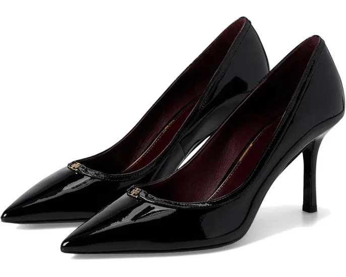 Туфли-лодочки Double T-Buckle Pump с острым носком на каблуке 80 мм Tory Burch