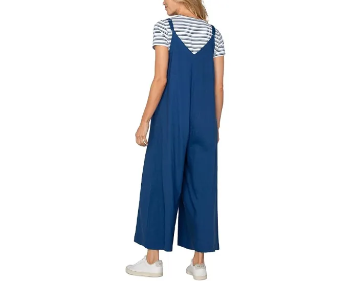 Комбинезон Wide Leg Crop Jumpsuit от Liverpool Los Angeles с регулируемыми бретелями голубой