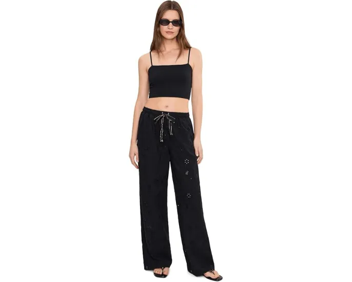 Штаны Free People Day Drift с цветочной вышивкой и широким кроем