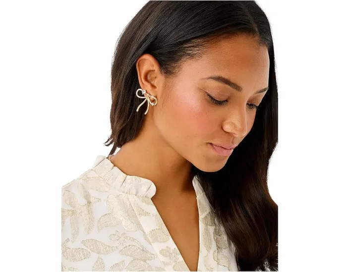 Серьги Lilly Pulitzer Tis The Season с бантом и стразами