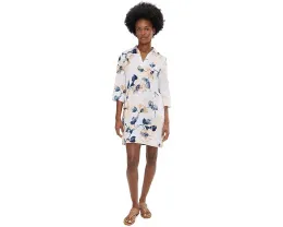 Платье-трапеция Tommy Bahama Beleza Blossom с рукавом 3/4 и воротником
