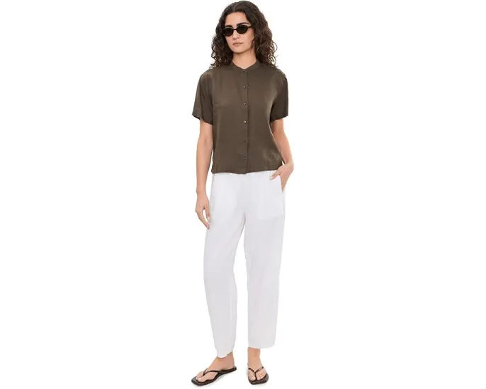 Рубашка Eileen Fisher с воротником-стойкой из органического льна