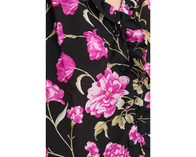 CeCe топ с цветочным принтом V-образным вырезом и рюшами спереди