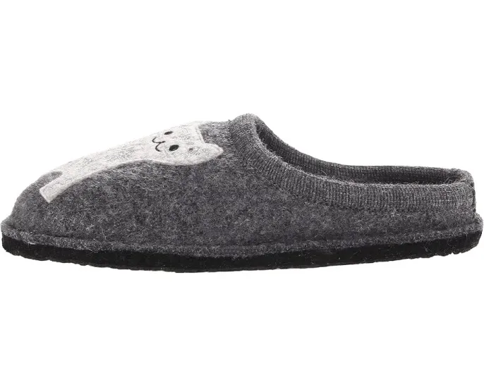 Тапочки Haflinger Lizzy из вареной шерсти с аппликацией кошки