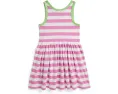Платье Polo Ralph Lauren Kids из хлопкового джерси в полоску с контрастной отделкой