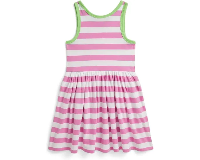 Платье Polo Ralph Lauren Kids из хлопкового джерси в полоску с контрастной отделкой