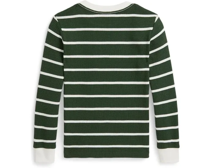 Хлопковая футболка в полоску Waffle с длинным рукавом Polo Ralph Lauren Kids для малышей и младших детей