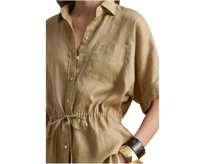 Туника Linen Roll-Tab Sleeve Tunic из льна с завязками Lauren Ralph Lauren