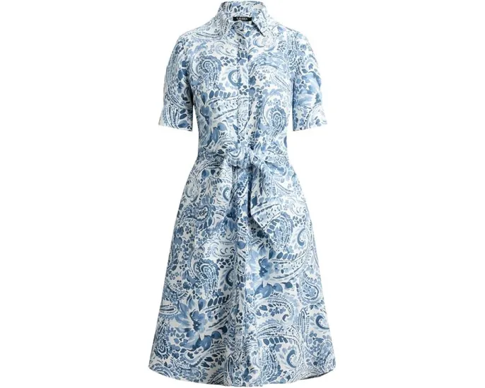 Платье-рубашка Льняное с поясом и пайсли Paisley Tie-Front Lauren Ralph Lauren