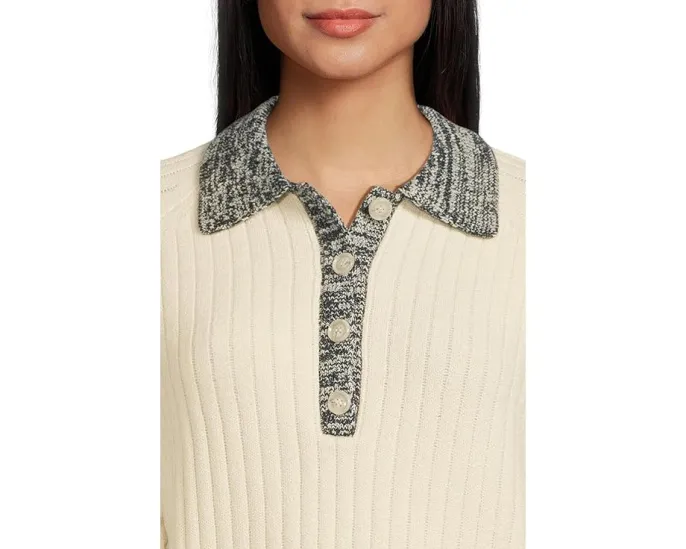 Lilla P Свитер-хенли из меланжевой экологичной хлопковой пряжи с пуговицами