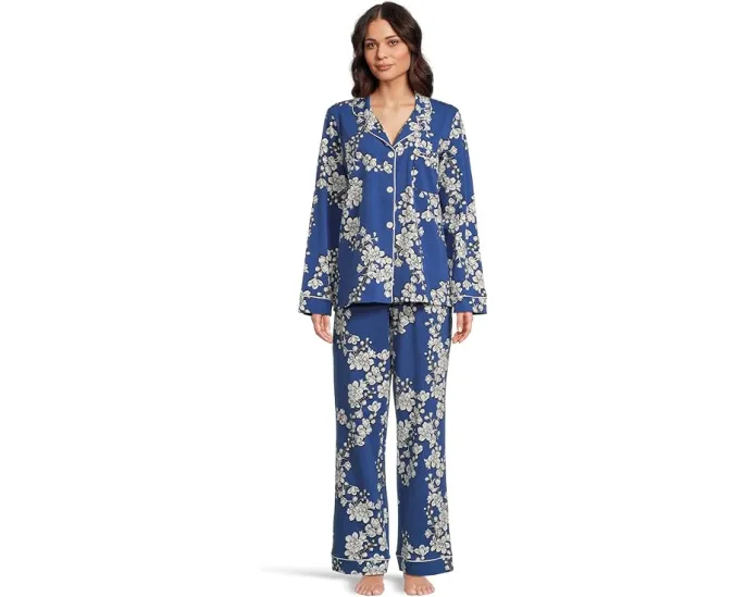 Пижамный комплект Bedhead PJs с длинным рукавом и воротником с вырезом из хлопка и спандекса