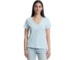 Топ Lilla P Short Sleeve Back Seam с V-образным вырезом и коротким рукавом