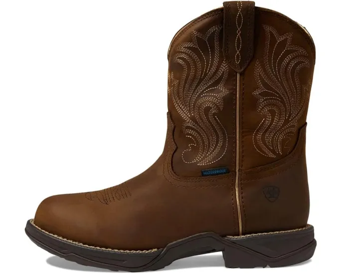 Ariat Anthem короткие водонепроницаемые вестерн-ботинки с круглым носком Glazed Brown