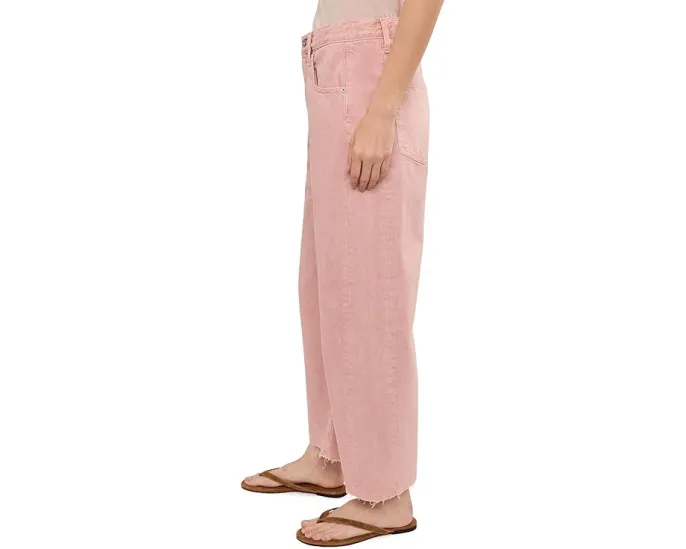 Джинсы Hattie High-Rise Crop Barrel AG Jeans из серо-розовой ткани Sulfur Sparkling Rose с зауженным кроем