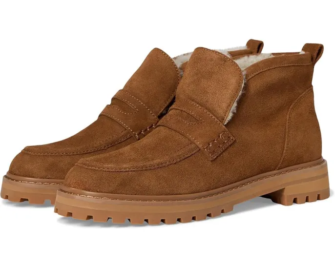 Ботинки Rory Lug Loafer Bootie из замши с овчиной и подошвой на протекторе Madewell