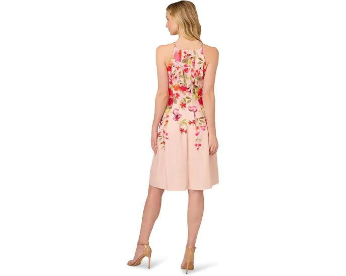 Короткое платье Adrianna Papell с цветочной каймой и силуэтом fit-and-flare