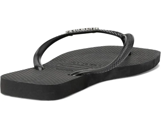 Шлепанцы Havaianas Slim Square Logo Metallic с узким ремешком