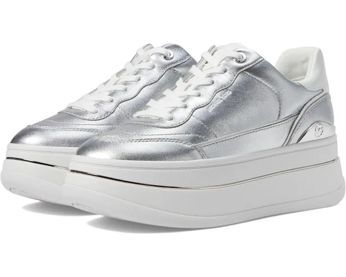 Кроссовки MICHAEL Michael Kors Hayes Lace Up на платформе с металлическим ПВХ верхом