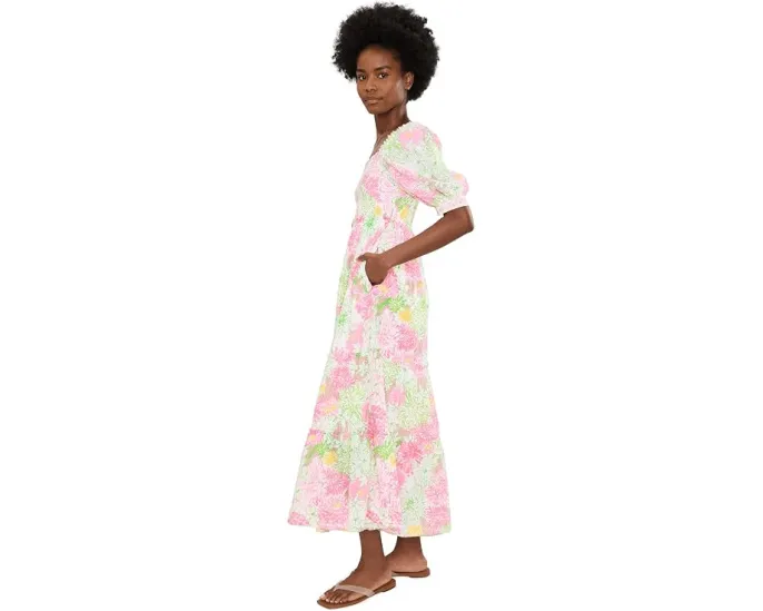 Платье макси с коротким рукавом Lilly Pulitzer Hadly на резинке и ярусами