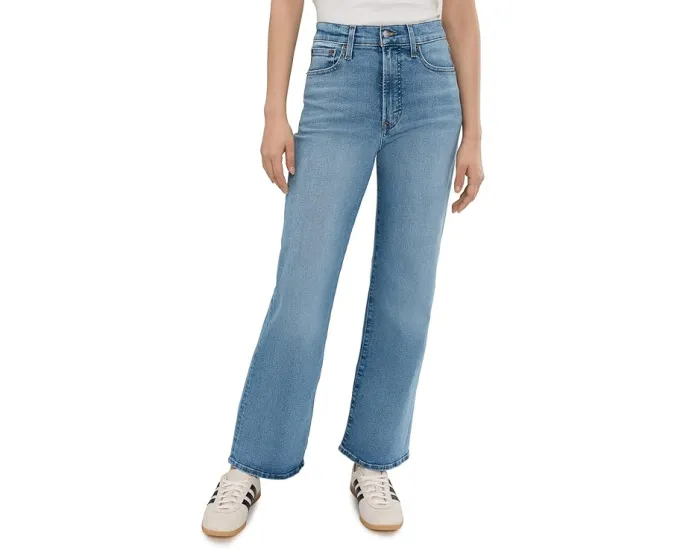 Широкие джинсы Madewell в цвете Coastal Blue с высокой посадкой и расклешенными штанинами