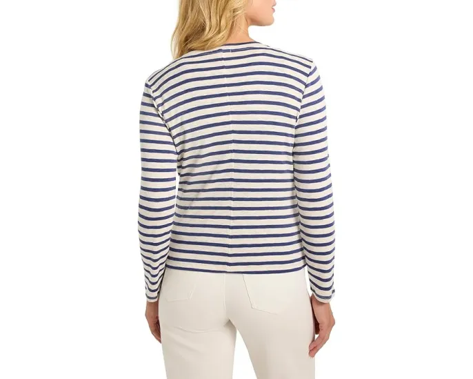 Кардиган NIC+ZOE Striped Snap Front с полосками и планкой контрастного цвета