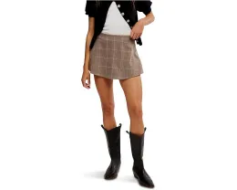 Скорт Free People Paradise Found в клетку с вшитыми шортами и эластичной талией