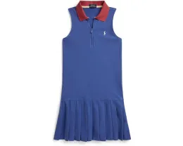 Платье-поло с плиссированной сеткой и молнией на 1/4 для детей постарше