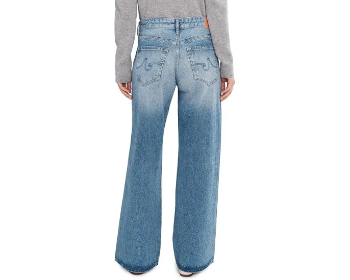 Джинсы Adria Low Rise Baggy Wide Leg с низкой посадкой и широкими штанинами в цвете Stockholm Snowdrift от AG Jeans