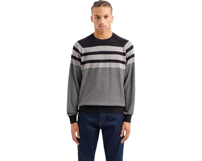 Свитер Armani Exchange Ax Striped в полоску с круглым вырезом
