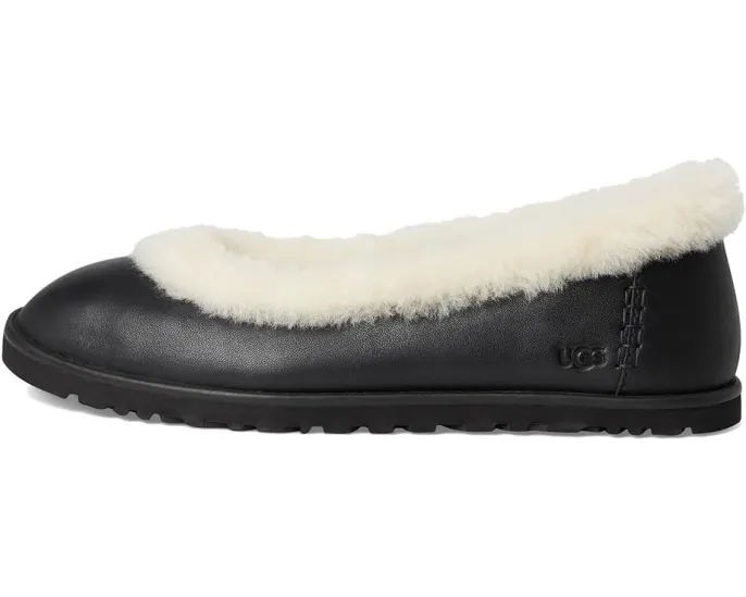 UGG Zora Leather Ballet Flat кожаные балетки на подошве из сахарного тростника