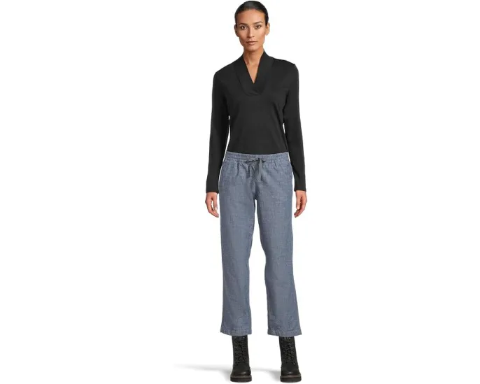 Укороченные брюки-чинос L.L.Bean Petite Lakewashed с зауженным силуэтом и поясом на резинке