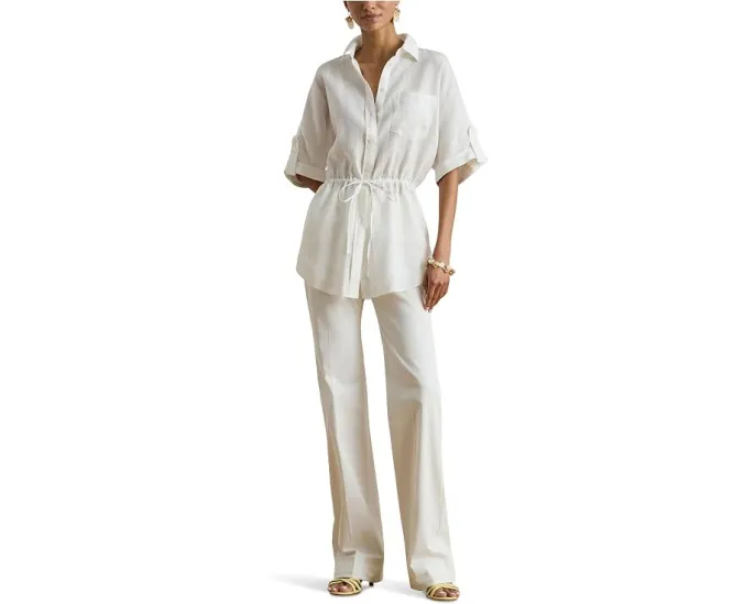Туника Linen Roll-Tab Sleeve Tunic из льна с завязками Lauren Ralph Lauren