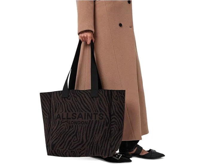 Сумка-тоут AllSaints Izzy Zebra East/West из полиэстера с принтом зебра