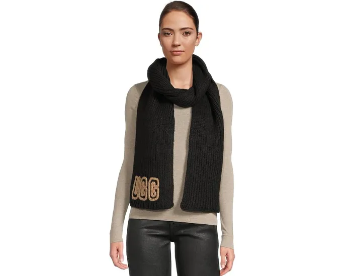 Шарф Crafted Chunky Rib Scarf с рельефной резинкой и вязаным логотипом UGG