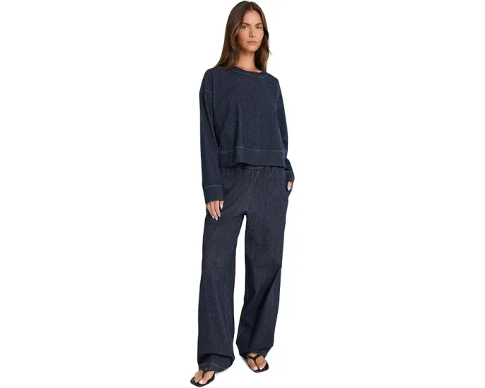 Укороченный свитшот Eileen Fisher из органического хлопка индиго