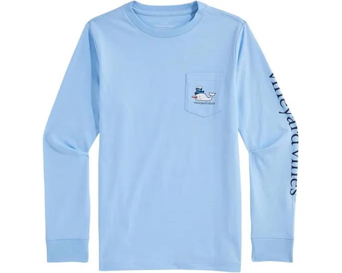 Vineyard Vines Kids футболка с длинным рукавом Classic Snowman Whale с графическим принтом