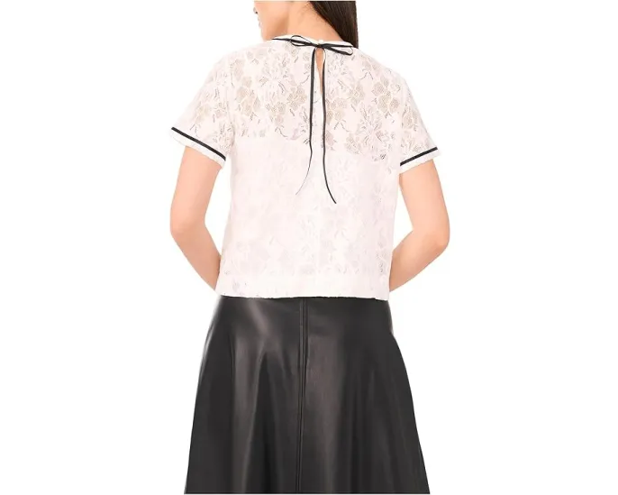 Топ Vince Camuto с коротким рукавом и круглым вырезом из кружева