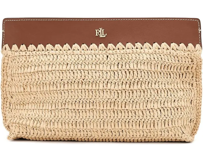 Большой клатч Lauren Ralph Lauren из вязаной соломки с кожаной отделкой