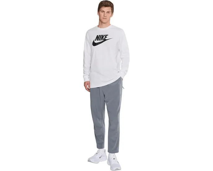 Футболка Sportswear с длинным рукавом и логотипом Icon Futura Nike черная с белым принтом