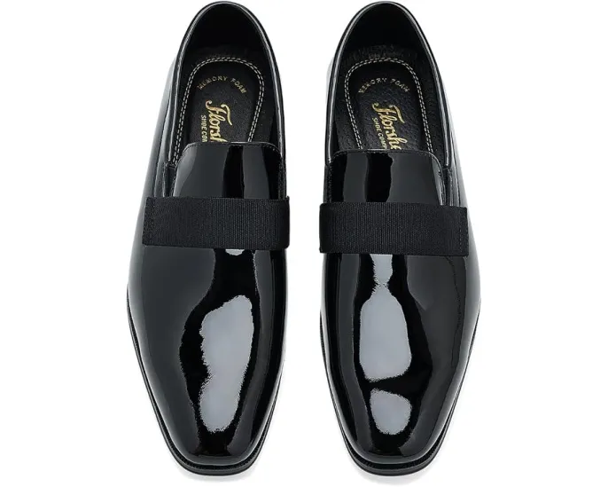 Florsheim Лоферы Tux Plain Toe Strap Slip-On в черном лаковом цвете