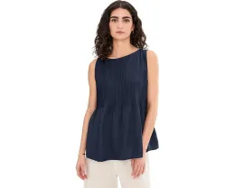 Топ Eileen Fisher из плиссированного шелка с вырезом лодочкой