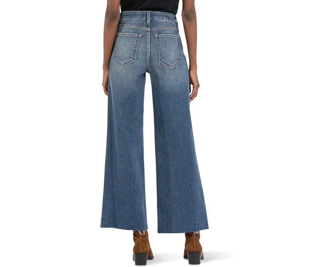 Джинсы KUT from the Kloth Meg завышенной посадки с широкими штанинами и необработанным краем