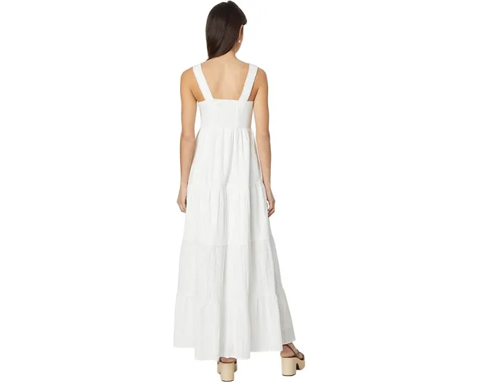 Платье Paige Ginseng с квадратным вырезом и ярусной юбкой из хлопка