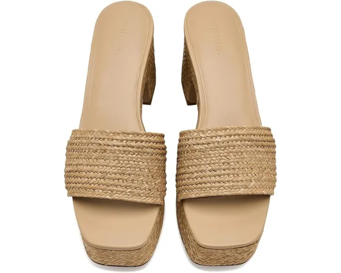 Сандалии Vince Clarita на платформе с плетением из рафии