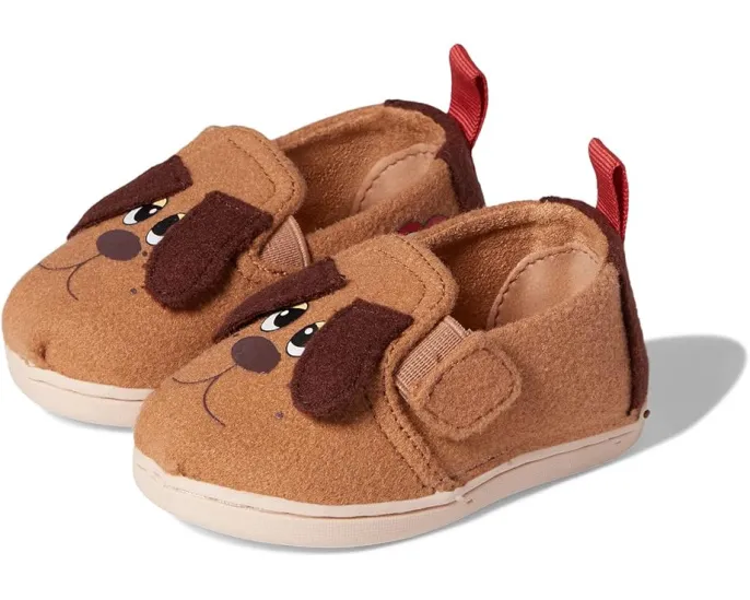 Детские лоферы TOMS Felt Pound Puppy с мордочкой щенка на липучке