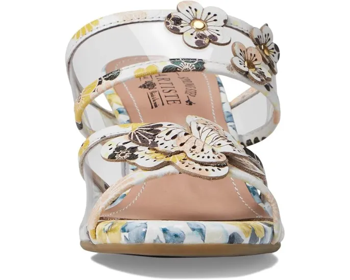 Сандалии L'Artiste by Spring Step Adored с прозрачными ремешками и цветами в каблуке